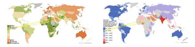 The light blue and light green marking on Pakistan shows that it is one of the most tolerant and diverse nations in the world